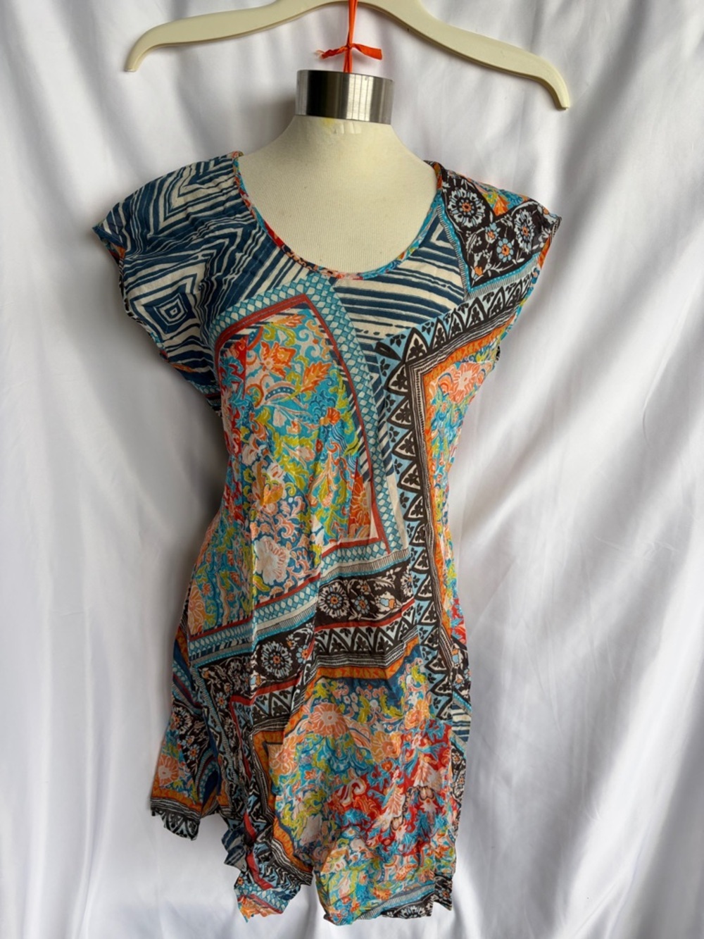 Johnny Was Roseton Cap-Sleeve Floral Patchwork Printed Knee Length Dress - S